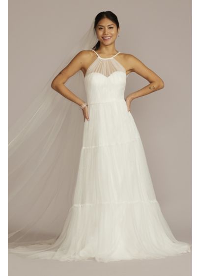 Halter Tulle Wedding Gown with Tiered Skirt - This halter tulle gown is the epitome of